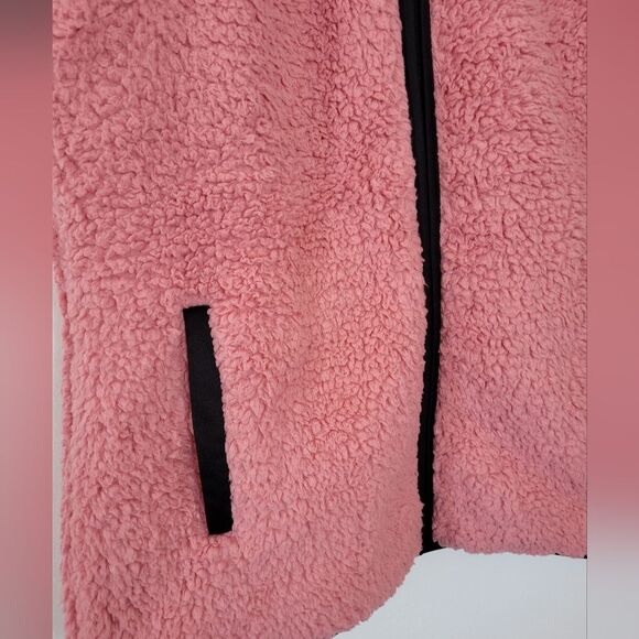 Pink Sherpa Teddy Jacket Vest Cozy Full Zip Barbie Coquette Snow Bunny Large - Picture 5 of 7